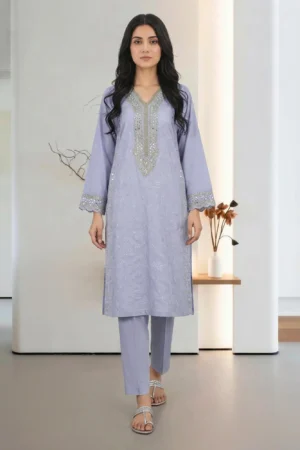 2 Piece Cotton Net Suit- Embroidered (Pret)