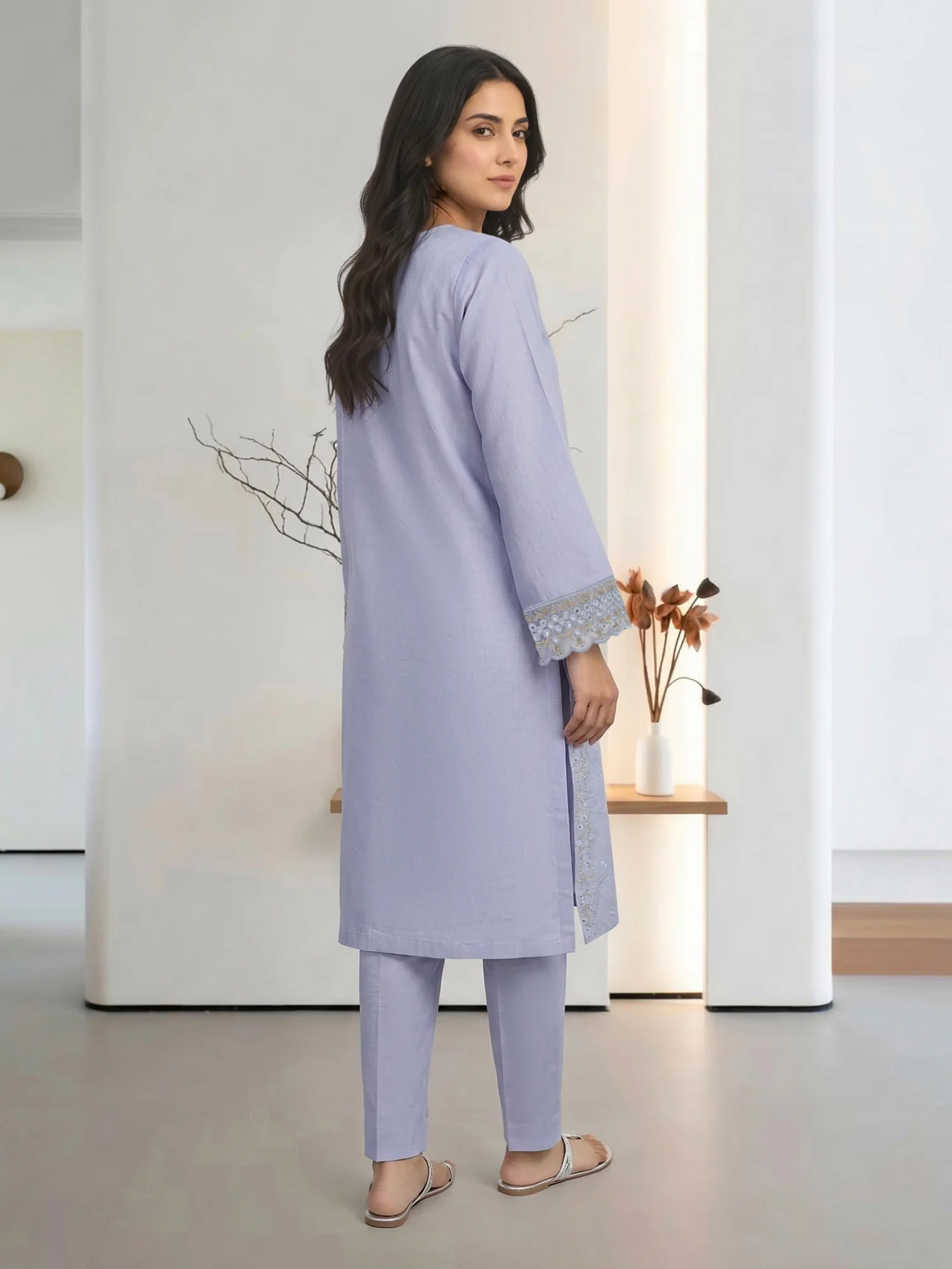 2 Piece Cotton Net Suit- Embroidered (Pret)