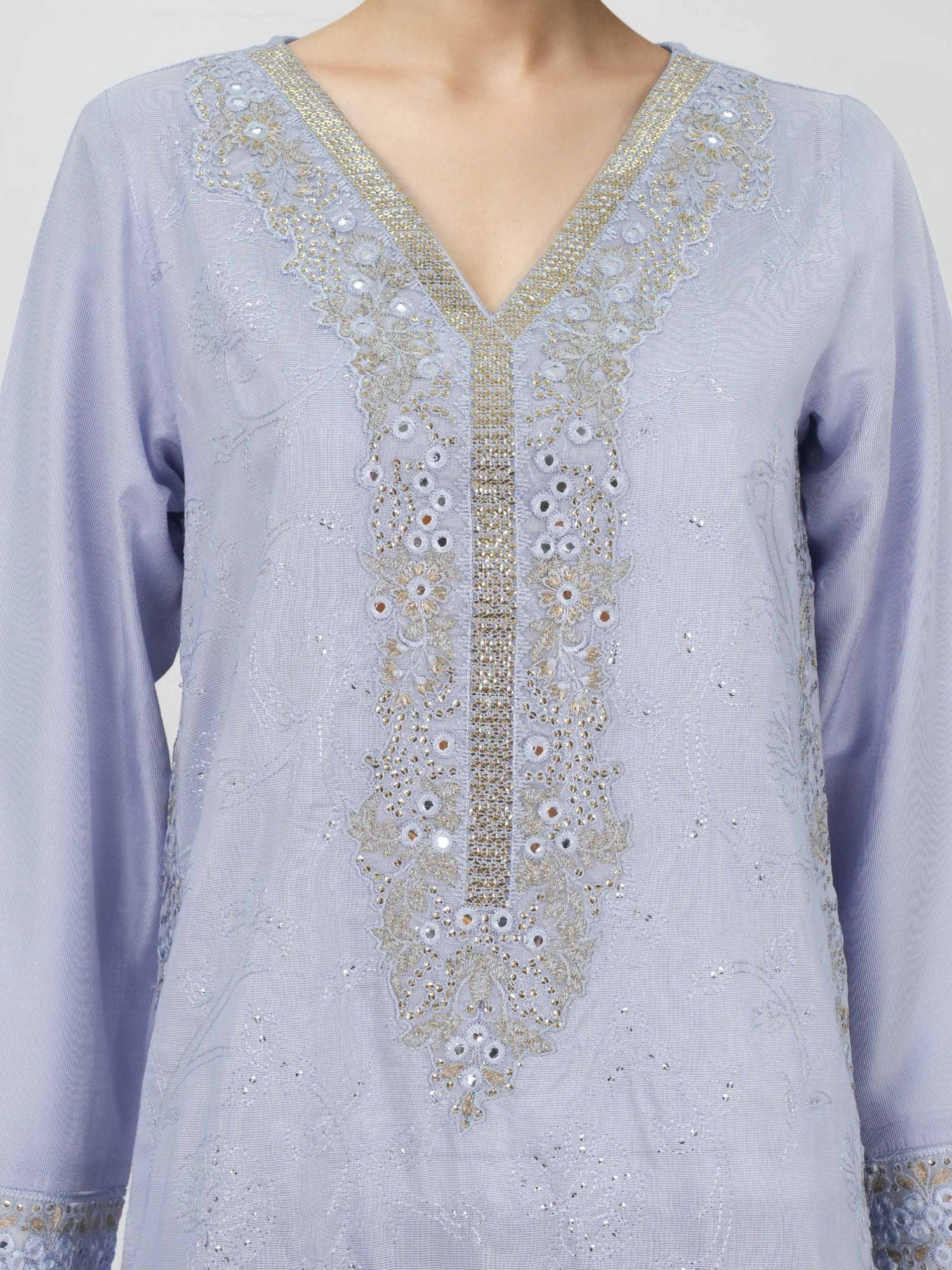 2 Piece Cotton Net Suit- Embroidered (Pret)