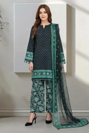 3 Piece Lawn Suit green